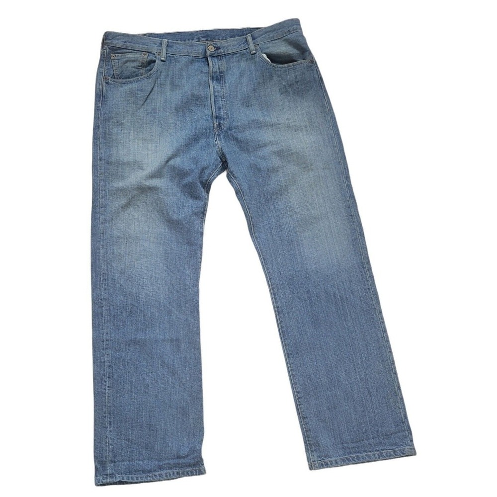 Men's 501 Levi Strauss & Co Jeans 40x30 Button Fly Front Light Wash